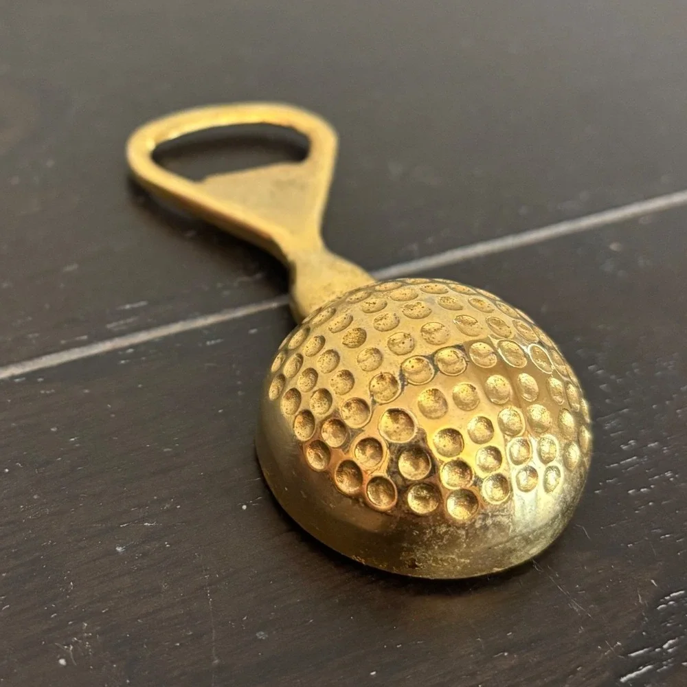 Vintage | Solid Brass | Golf Ball Bottle Opener | 4 Inch